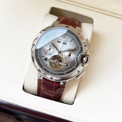 Cartier Stainless Steel Automatic Movement 44*12MM Business Men Grey Wrist Watch